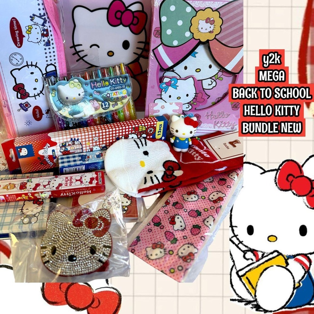 Y2K Mega Hello Kitty Back To School Stationery & Accessory Bundle
